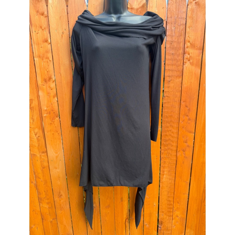 Killstar Nyctophilia Dress Black Ribbed Cowl Neck Mini XL